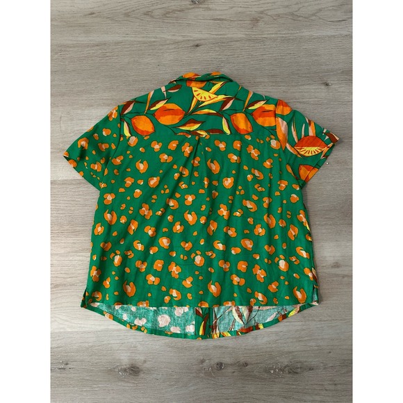 Tabitha Brown x Target Leopard Orange/Green print button down shirt size M - Picture 7 of 7